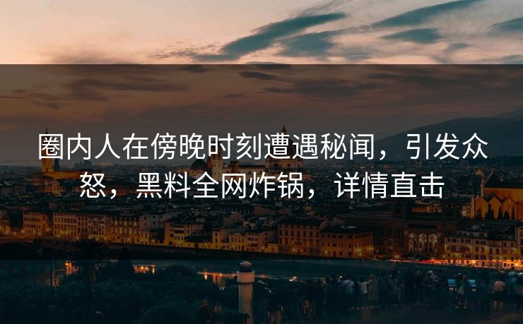 圈内人在傍晚时刻遭遇秘闻，引发众怒，黑料全网炸锅，详情直击